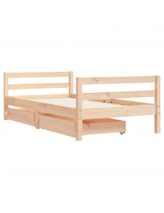 Giroletto per Bambini con Cassetti 80x160cm Legno Massello Pino 2