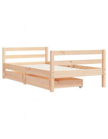 Giroletto per Bambini con Cassetti 80x160cm Legno Massello Pino