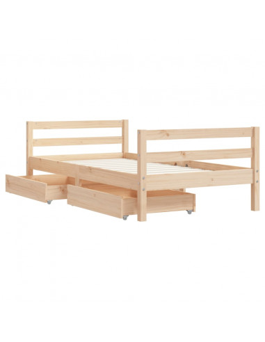 Giroletto per Bambini con Cassetti 80x160cm Legno Massello Pino