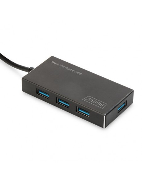 HUB USB 3.0 DIGITUS 4 PORTE CON ALIMENTATORE ALLOGGIAMENTO IN ALLUMINIO