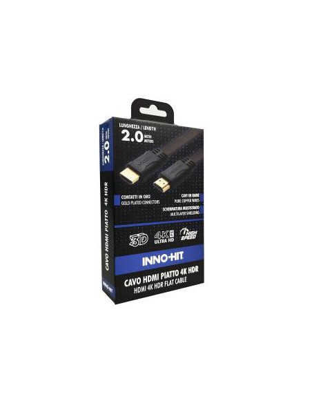 Inno-Hit Cavo HDMI Piatto 4K HDR 2m Nero