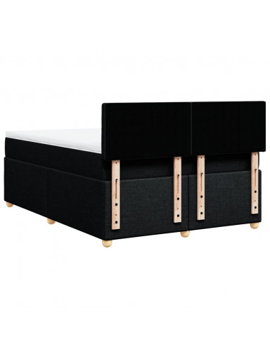 Giroletto a Molle con Materasso Nero 140x190 cm in Tessuto