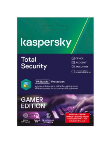 Kaspersky Total Security 2019 Sicurezza antivirus Full ITA 1 licenza/e 1 anno/i