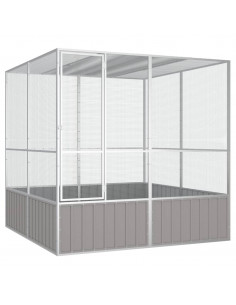 Gabbia per Uccelli Grigia 213,5x217,5x211,5 cm Acciaio Zincato 2