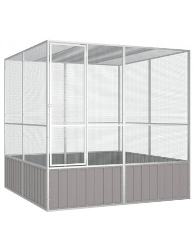 Gabbia per Uccelli Grigia 213,5x217,5x211,5 cm Acciaio Zincato