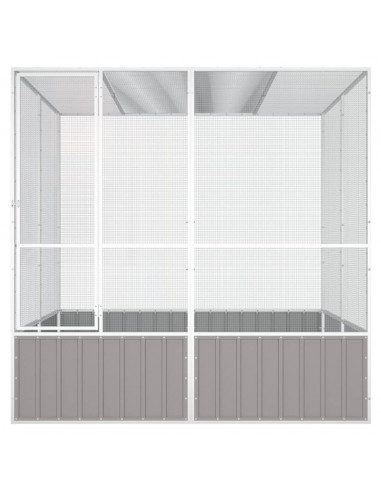 Gabbia per Uccelli Grigia 213,5x217,5x211,5 cm Acciaio Zincato