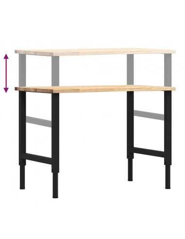 Banco da Lavoro 100x60x(71,5-98) cm Legno Massello Rovere