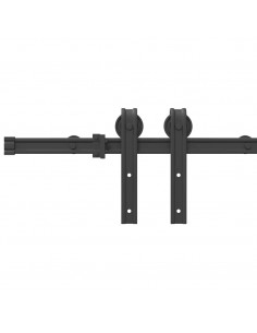 Kit di Binari per Porte Scorrevoli 200 cm Acciaio Nero