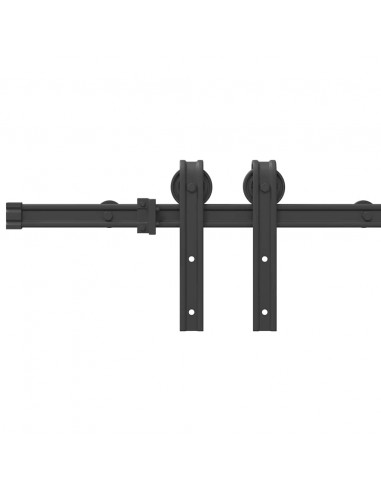 Kit di Binari per Porte Scorrevoli 200 cm Acciaio Nero