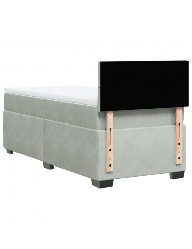 Giroletto a Molle con Materasso Grigio Chiaro 100x200cm Velluto