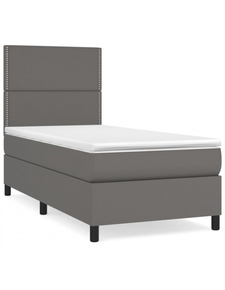 Giroletto a Molle con Materasso Grigio 100x200 cm in Similpelle