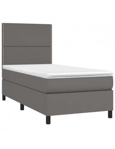 Giroletto a Molle con Materasso Grigio 100x200 cm in Similpelle