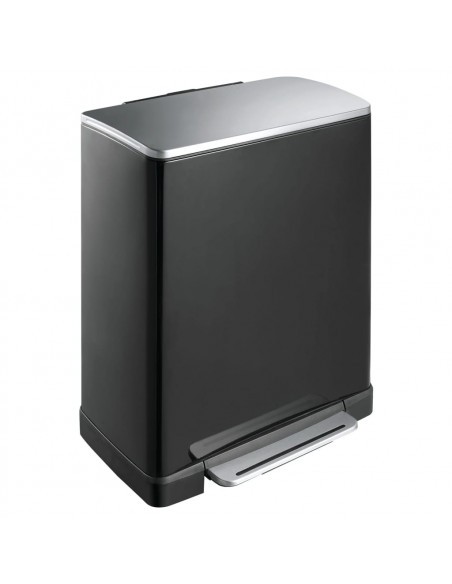 EKO Pattumiera a Pedale E-Cube 50 L Nero Opaco
