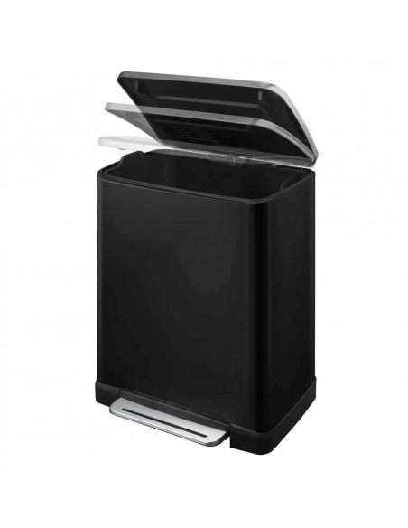 EKO Pattumiera a Pedale E-Cube 50 L Nero Opaco