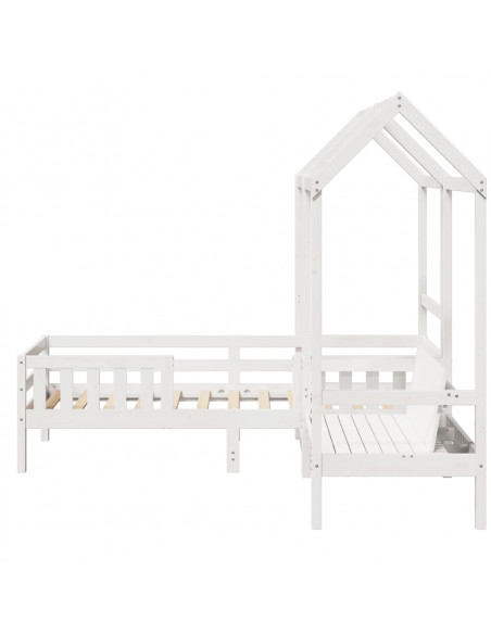 Giroletto con Panca e Tetto Bianco 80x200cm Legno Massello Pino
