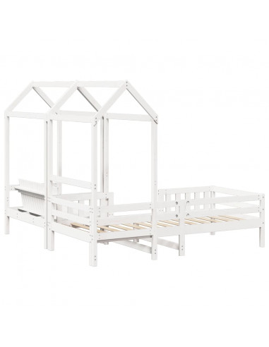 Giroletto con Panca e Tetto Bianco 80x200cm Legno Massello Pino