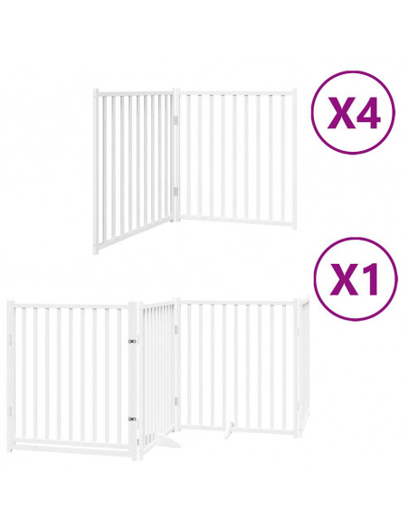 Cancello Cani Porta Pieghevole Bianco 12 Pannelli 960 cm Pioppo