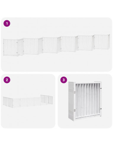 Cancello Cani Porta Pieghevole Bianco 12 Pannelli 960 cm Pioppo
