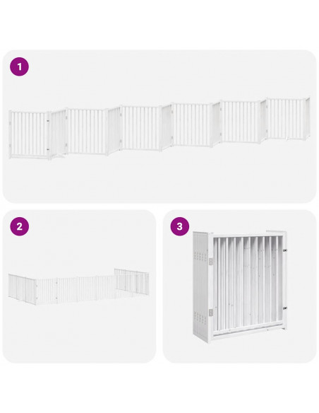 Cancello Cani Porta Pieghevole Bianco 12 Pannelli 960 cm Pioppo