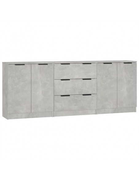 Credenze 3 pz Grigio Cemento in Legno Multistrato