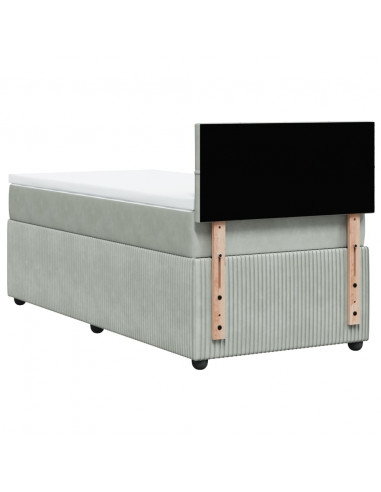 Giroletto a Molle con Materasso Grigio Chiaro 90x190 cm Velluto