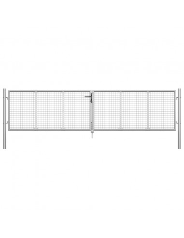 Cancello per Giardino in Acciaio Zincato 415x125 cm Argento