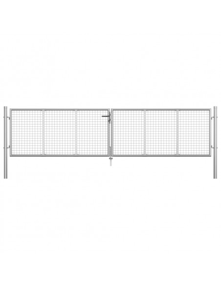 Cancello per Giardino in Acciaio Zincato 415x125 cm Argento