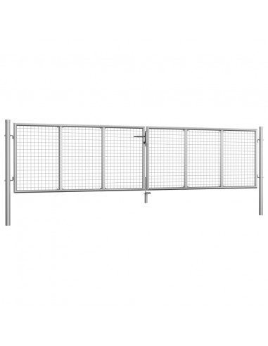 Cancello per Giardino in Acciaio Zincato 415x125 cm Argento