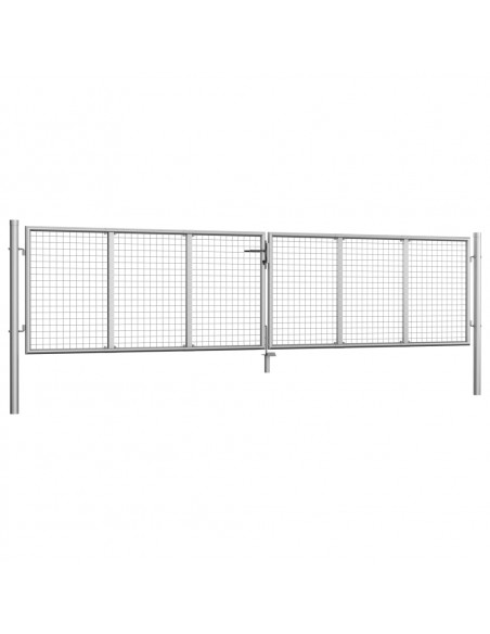 Cancello per Giardino in Acciaio Zincato 415x125 cm Argento