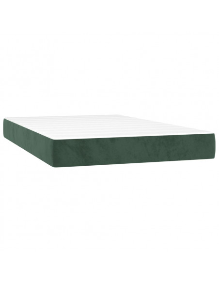 Letto a Molle con Materasso e LED Verde Scuro 120x200cm Velluto