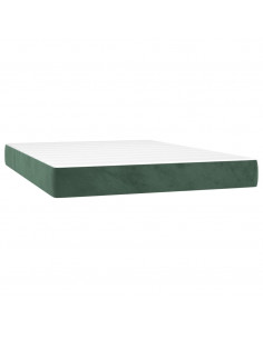 Letto a Molle con Materasso e LED Verde Scuro 140x200cm Velluto