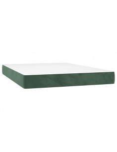 Letto a Molle con Materasso e LED Verde Scuro 140x200cm Velluto
