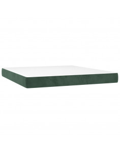 Letto a Molle con Materasso e LED Verde Scuro 180x200cm Velluto
