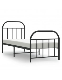 Giroletto con Testiera e Pediera Metallo Nero 75x190 cm 2