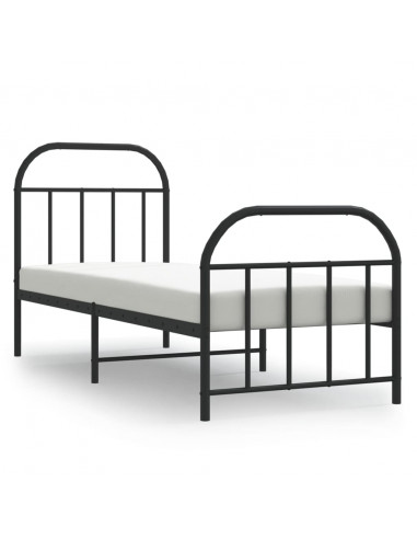 Giroletto con Testiera e Pediera Metallo Nero 75x190 cm