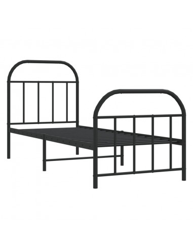 Giroletto con Testiera e Pediera Metallo Nero 75x190 cm