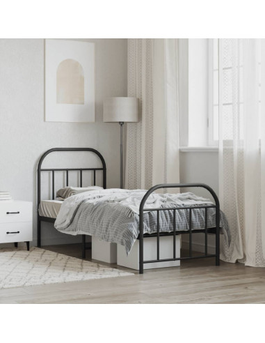Giroletto con Testiera e Pediera Metallo Nero 75x190 cm