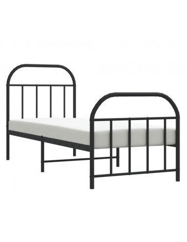 Giroletto con Testiera e Pediera Metallo Nero 75x190 cm