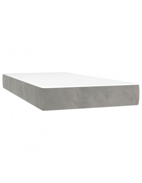 Letto a Molle Materasso e LED Grigio Chiaro 100x200 cm Velluto