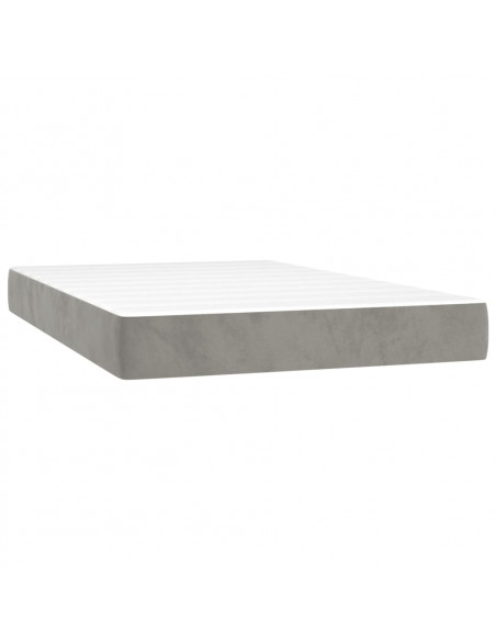 Letto a Molle Materasso e LED Grigio Chiaro 120x200 cm Velluto