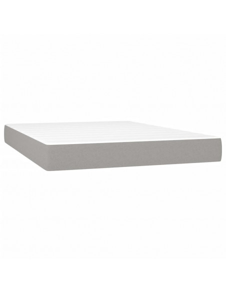 Letto a Molle Materasso e LED Grigio Chiaro 140x190 cm Tessuto