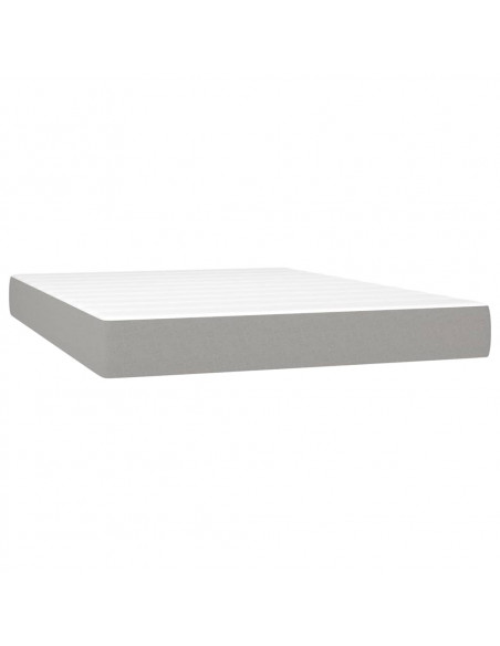 Letto a Molle Materasso e LED Grigio Chiaro 140x190 cm Tessuto