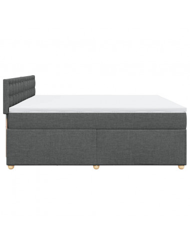 Giroletto a Molle con Materasso Grigio Scuro 200x200 cm Tessuto