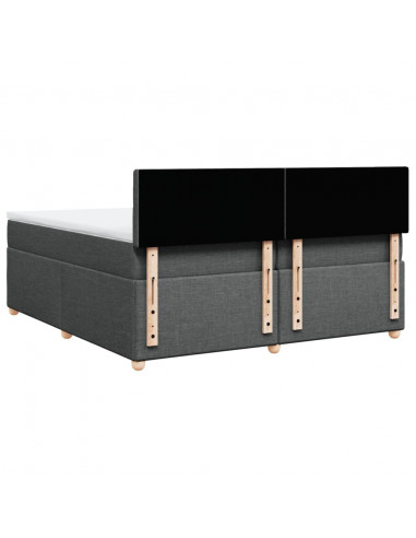 Giroletto a Molle con Materasso Grigio Scuro 200x200 cm Tessuto