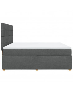 Giroletto a Molle con Materasso Grigio Scuro 200x200 cm Tessuto 2