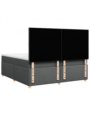 Giroletto a Molle con Materasso Grigio Scuro 200x200 cm Tessuto