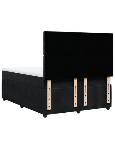 Giroletto a Molle con Materasso Nero 140x200 cm in Velluto