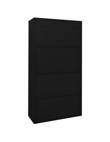 Armadio per Ufficio Anta Scorrevole Nero 90x40x180 cm Acciaio
