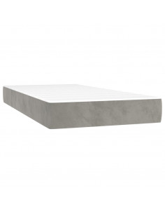 Letto a Molle Materasso e LED Grigio Chiaro 90x200 cm Velluto