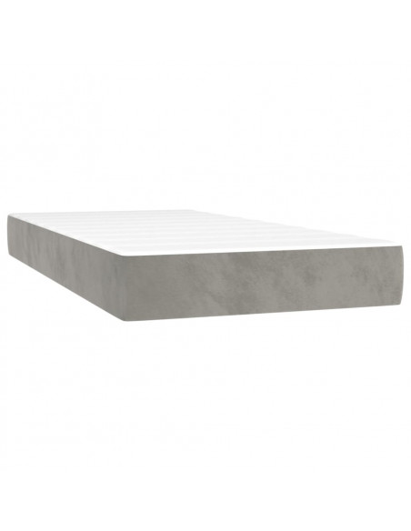 Letto a Molle Materasso e LED Grigio Chiaro 90x200 cm Velluto
